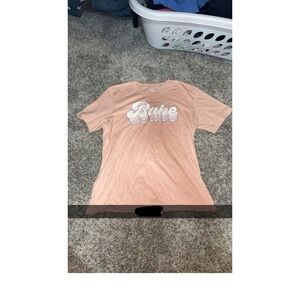 Peach Graphic Tee with 'Babe' Design